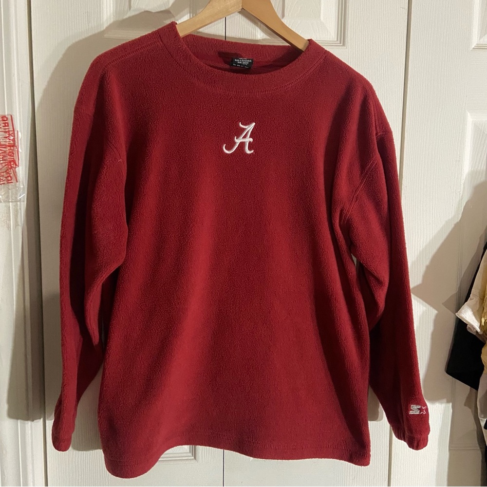 STARTER Crimson Red Crewneck Fleece Sweatshirt with White Script A